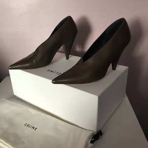 Céline Brown Nappa Leather Pointed Toe Heels 36